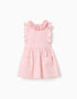 Robe en popeline avec col et manches à volants pour bébé fille, rose