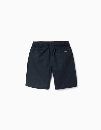 Short midi en lin et coton avec cordon de serrage pour garçon, blue foncé