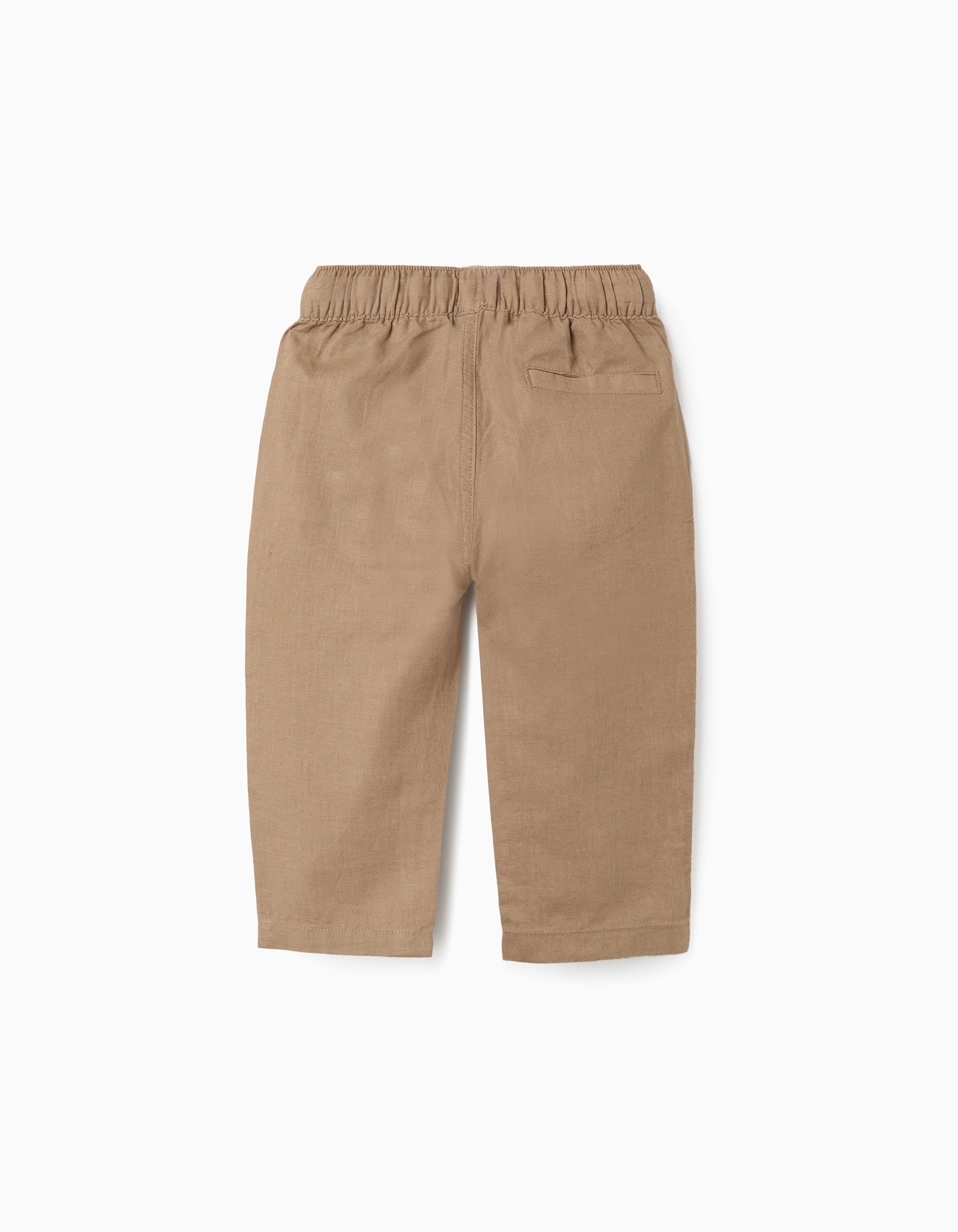 Pantalon en lin avec cordon de serrage pour bébé garçon, beige foncé