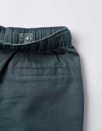 Pantalón recto de lino con cordón para niño, azul grisáceo