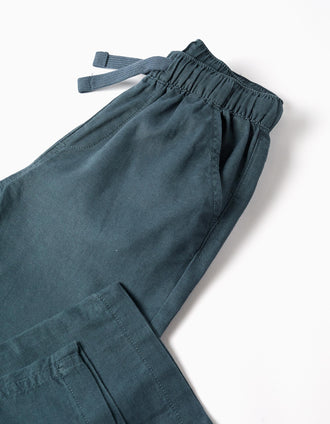 Pantalón recto de lino con cordón para niño, azul grisáceo