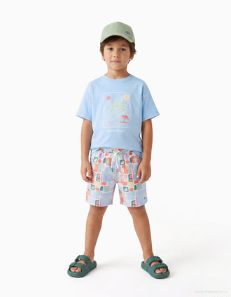 Bañador con estampado colorido y cordón para niño, multicolor