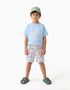 Swim shorts with colourful print and drawstring for boys, multicolour