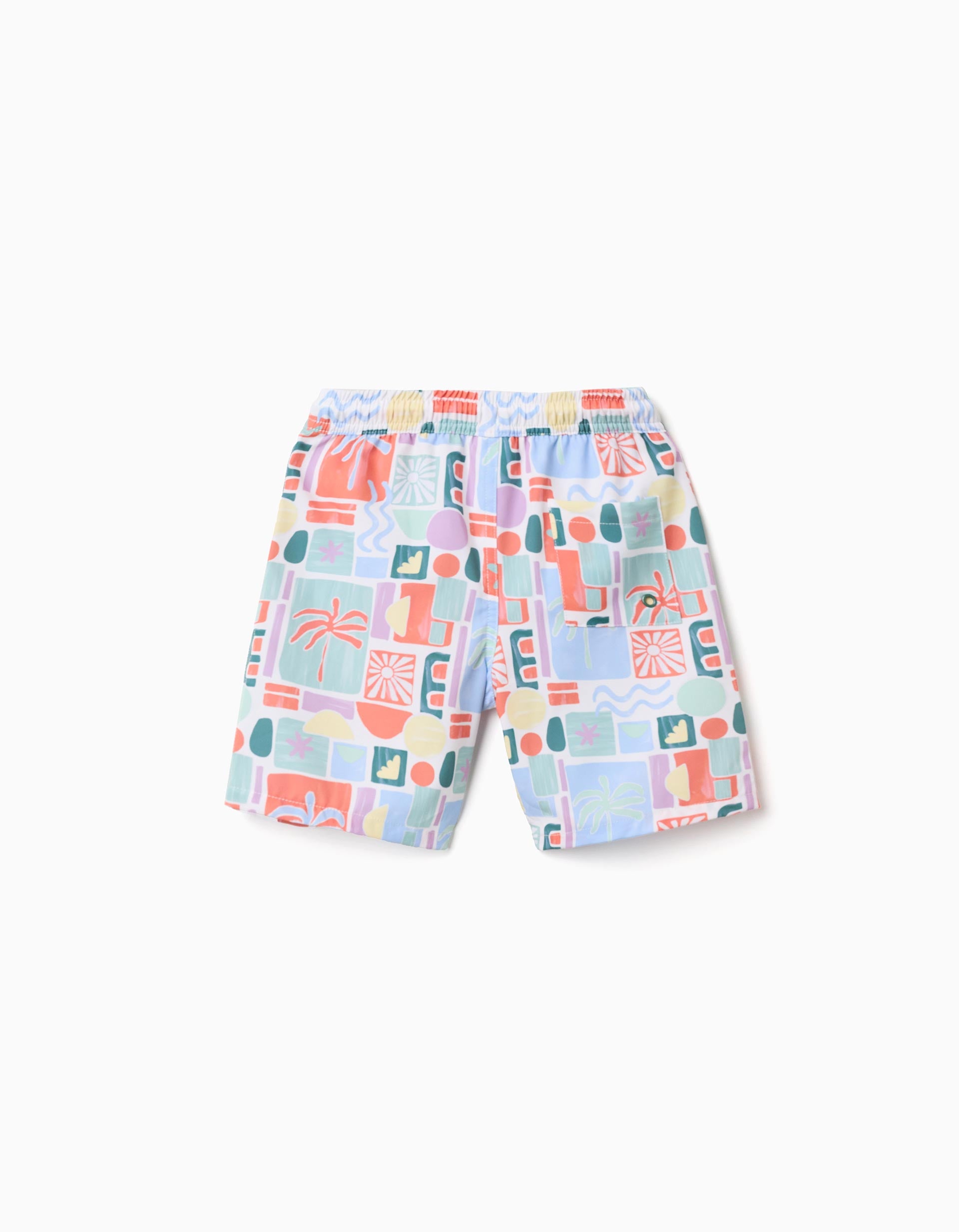 Short de bain à imprimé coloré et cordon pour garçon, multicolore