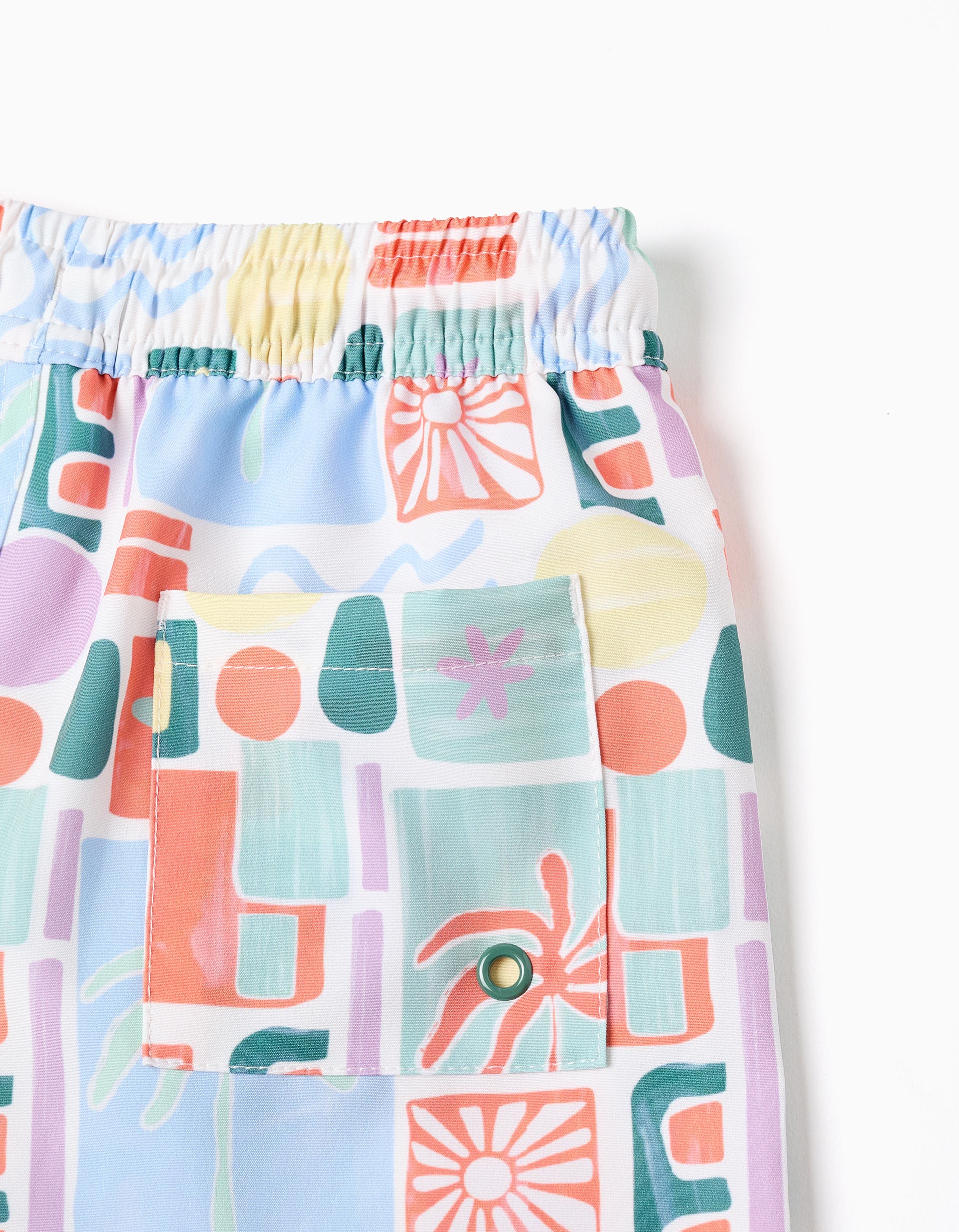 Short de bain à imprimé coloré et cordon pour garçon, multicolore