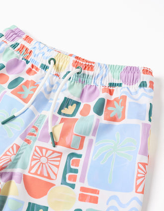 Bañador con estampado colorido y cordón para niño, multicolor