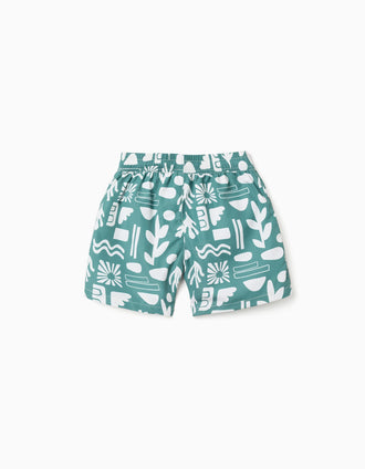 Pack de 2 bañadores lisos/estampados con cordón para niño, verde