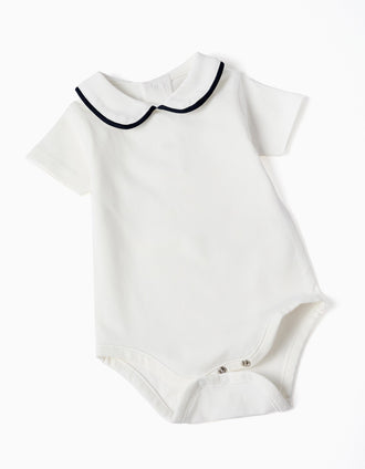 Body + fofo de algodão para recém-nascido, branco/azul-escuro