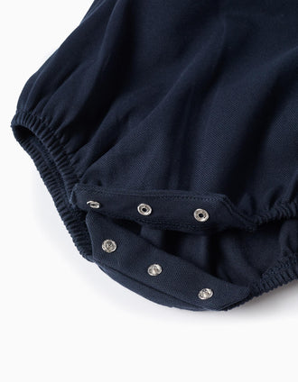 Body + fofo de algodão para recém-nascido, branco/azul-escuro