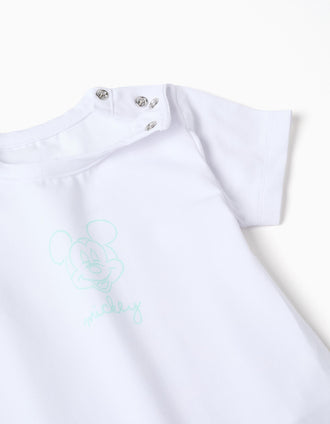 Body + short avec imprimé Mickey pour nouveau-né, blanc/vert