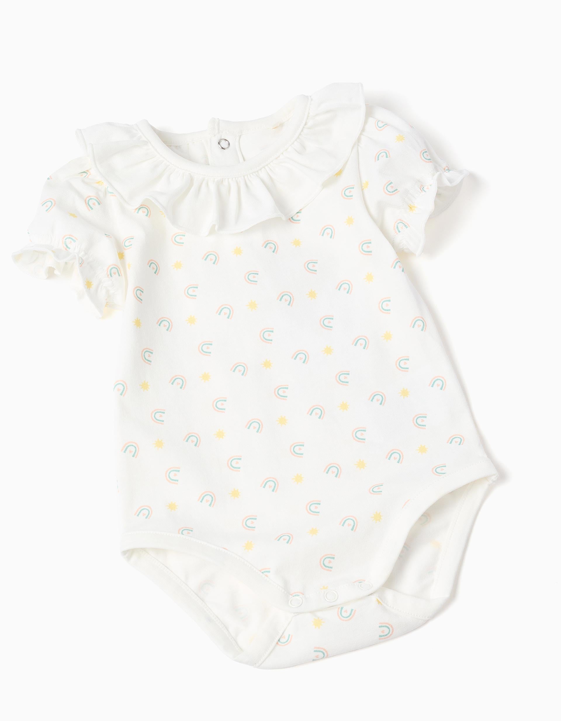 Body à motif + robe salopette en jean pour nouveau-née, blanc/bleu