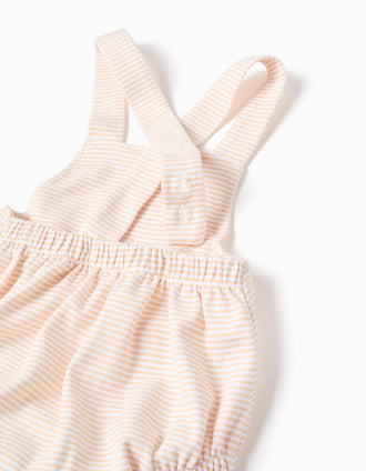 Cotton bodysuit + striped jumpsuit for newborns, white/yellow