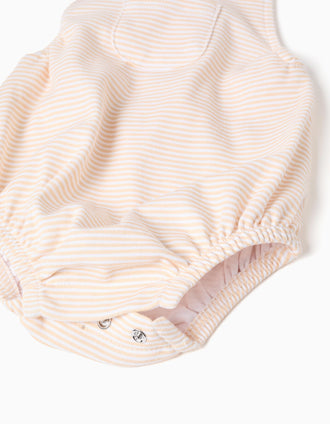 Cotton bodysuit + striped jumpsuit for newborns, white/yellow