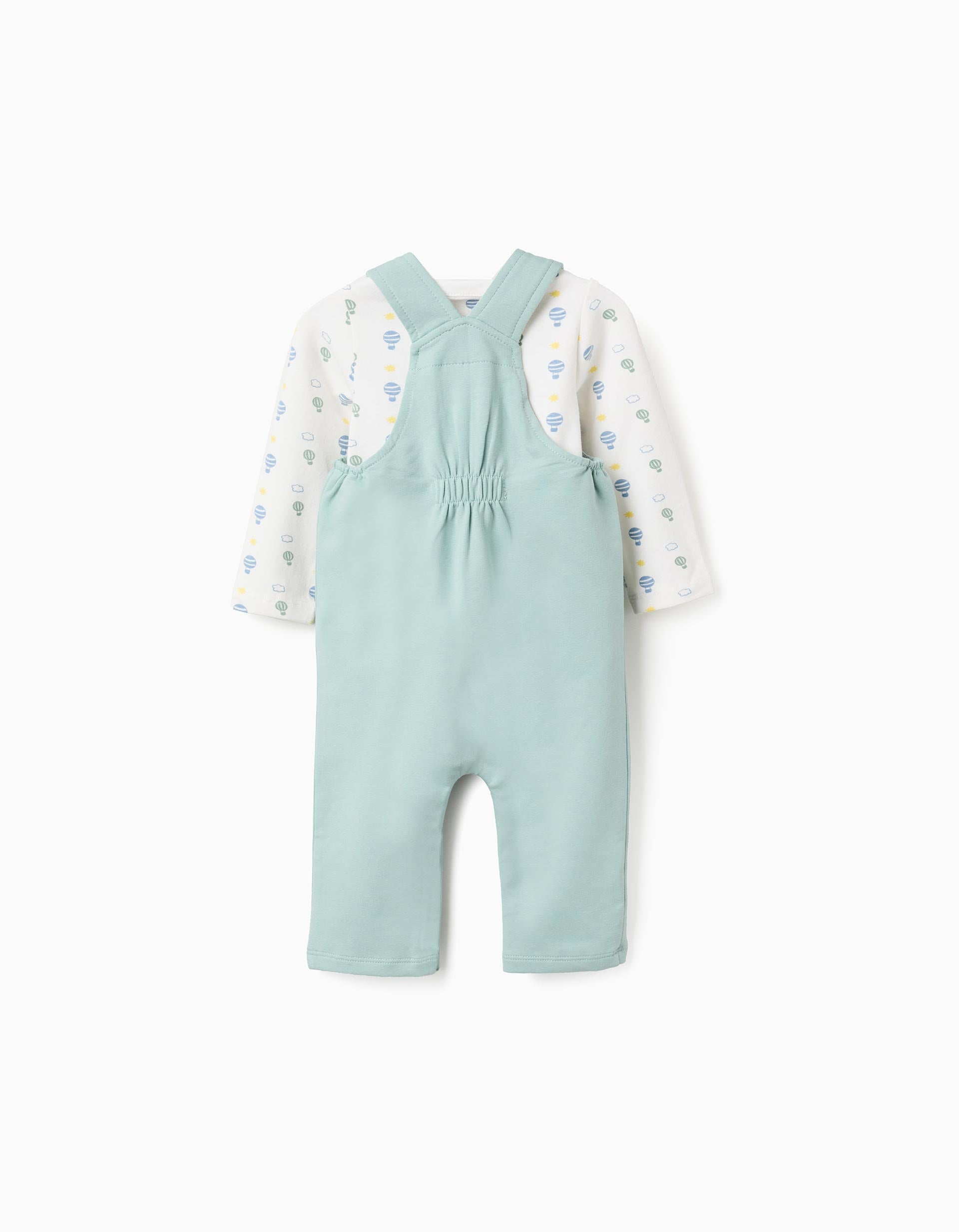 Body à manches longues + combinaison pour nouveau-né, blanc/vert