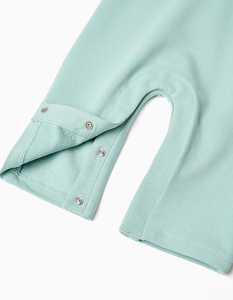 Long sleeve bodysuit + jumpsuit for newborn boys, white/green