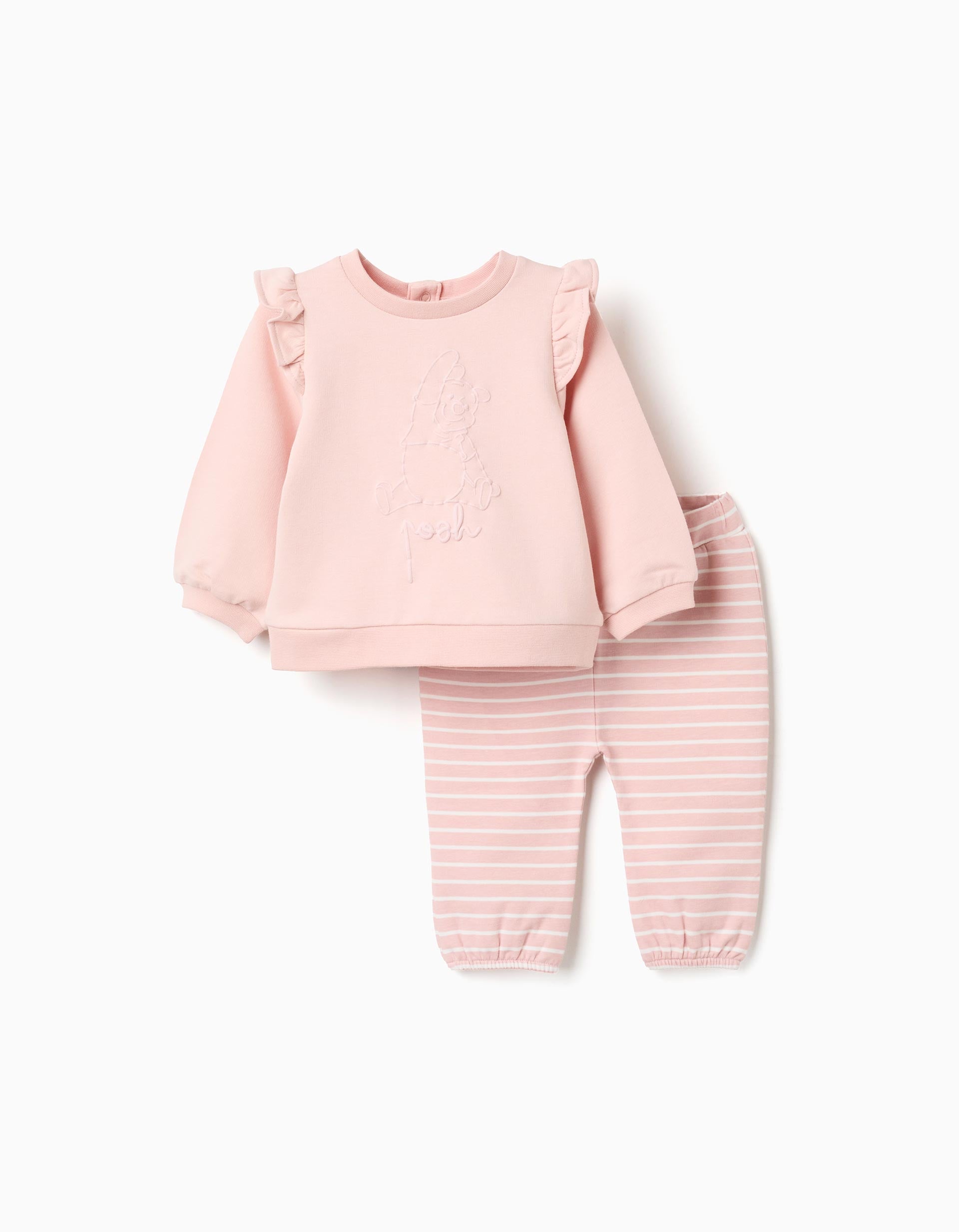 Sweat à imprimé Winnie l'Ourson + pantalon pour nouveau-née, rose clair