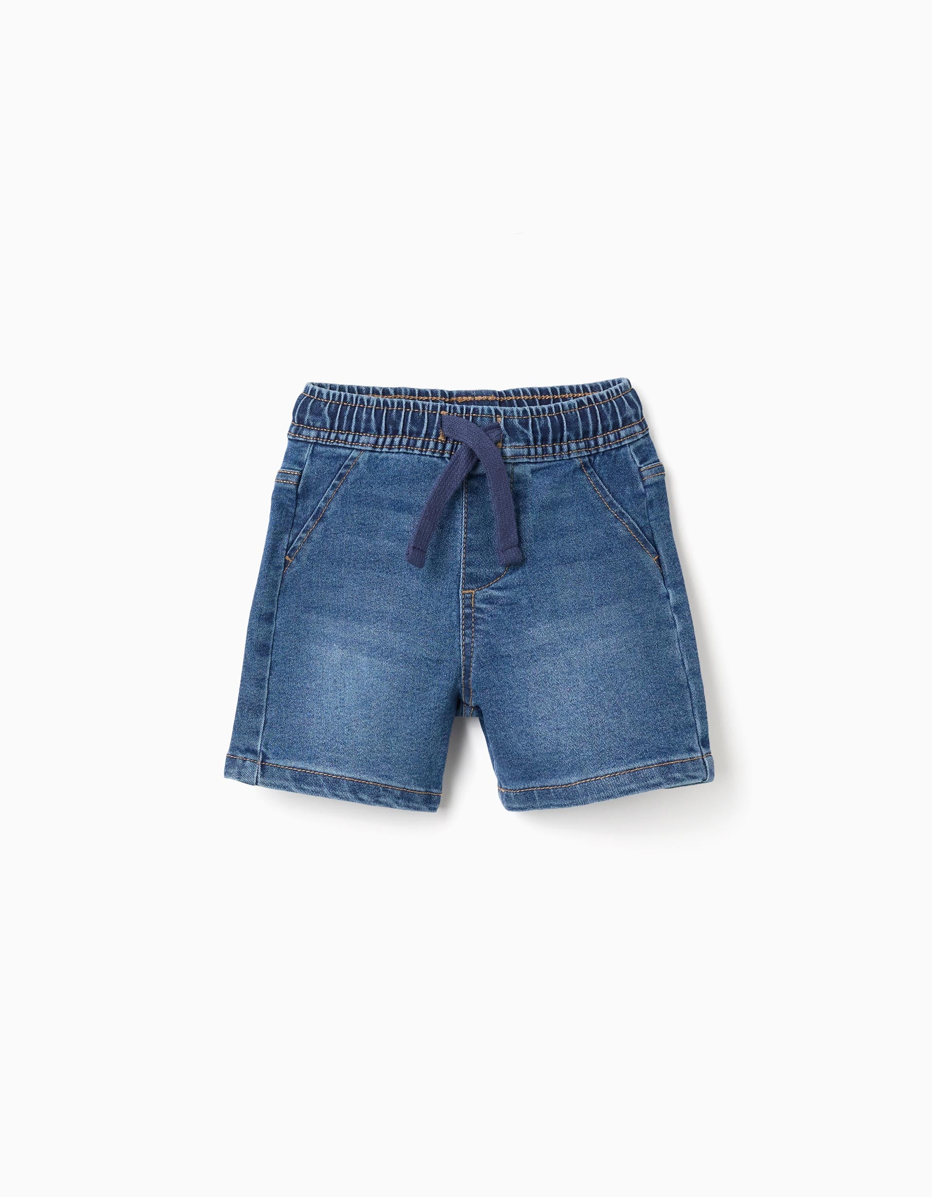 Short midi en jean à enfiler avec cordon pour bébé garçon, bleu