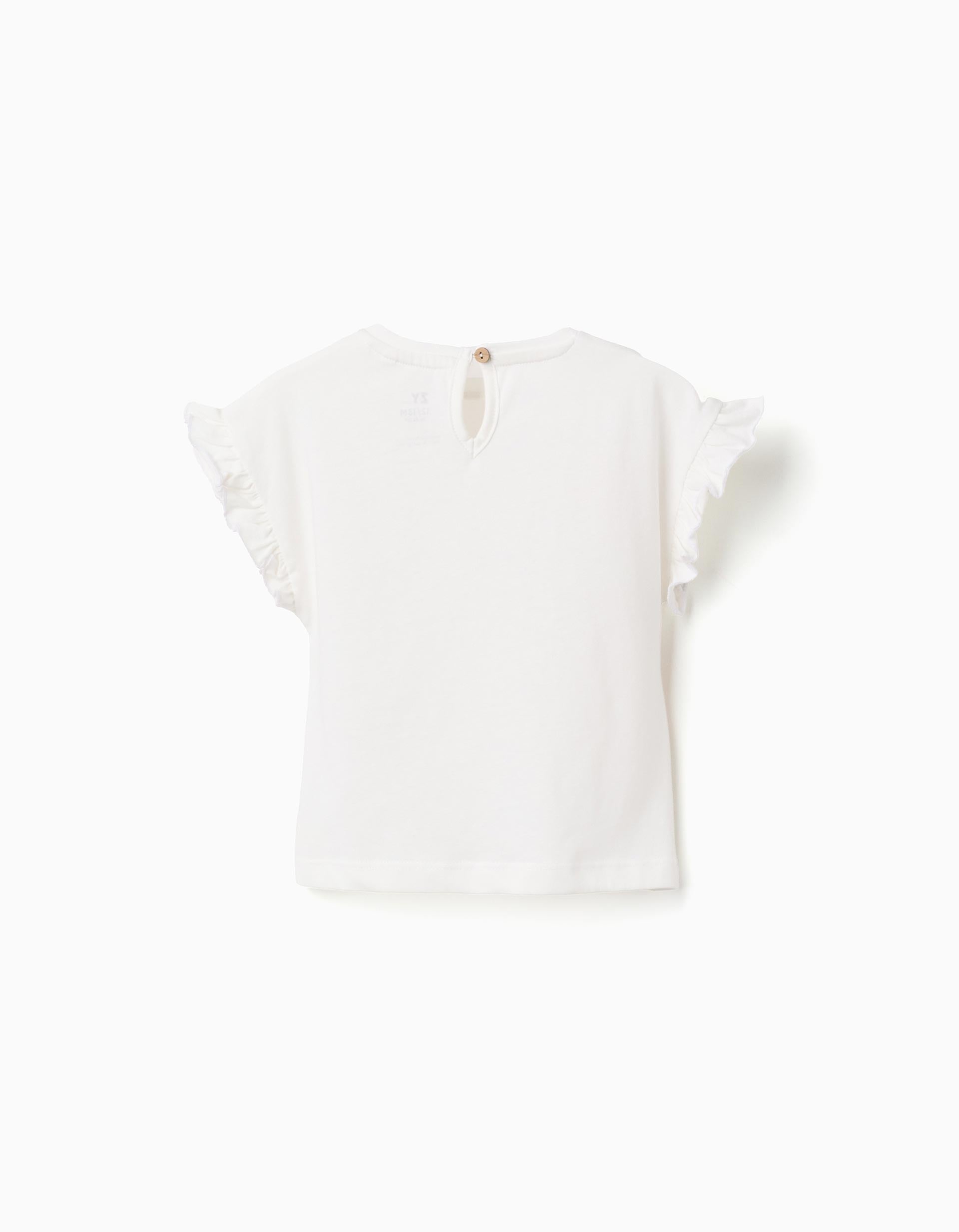 Cotton T-shirt with fruit and ice cream print for baby girls, white