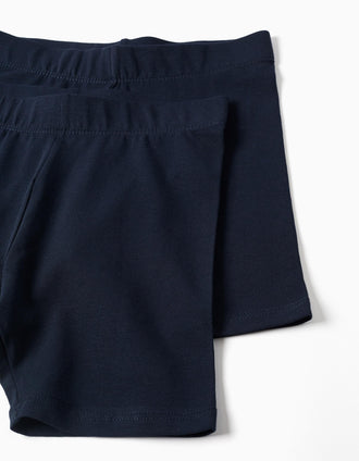 Pack de 2 mallas cortas lisas para niña, azul oscuro