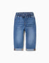 Slim jeans with drawstring for baby boys, blue
