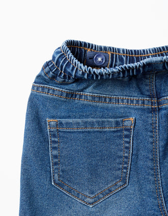 Slim jeans with drawstring for baby boys, blue