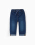 Calças de ganga slim fit com cordão para bebé menino, azul-escuro