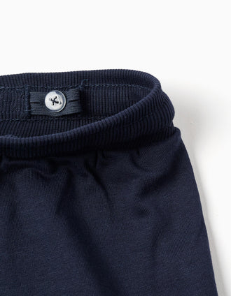 Pantalón corto cargo de felpa con cordón para bebé niño, azul oscuro