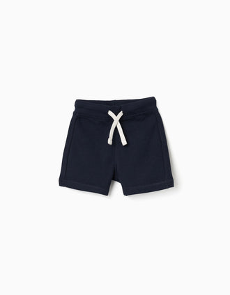 Fleece shorts with drawstring for baby boys, dark blue