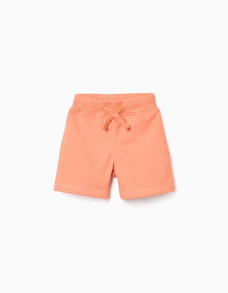 Pantalón corto de felpa con cordón para bebé niño, naranja