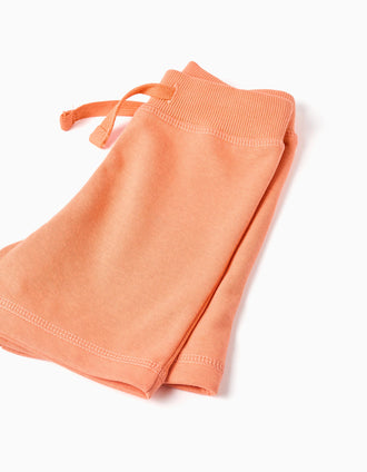 Pantalón corto de felpa con cordón para bebé niño, naranja
