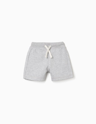 Fleece shorts with drawstring for baby boys, light grey