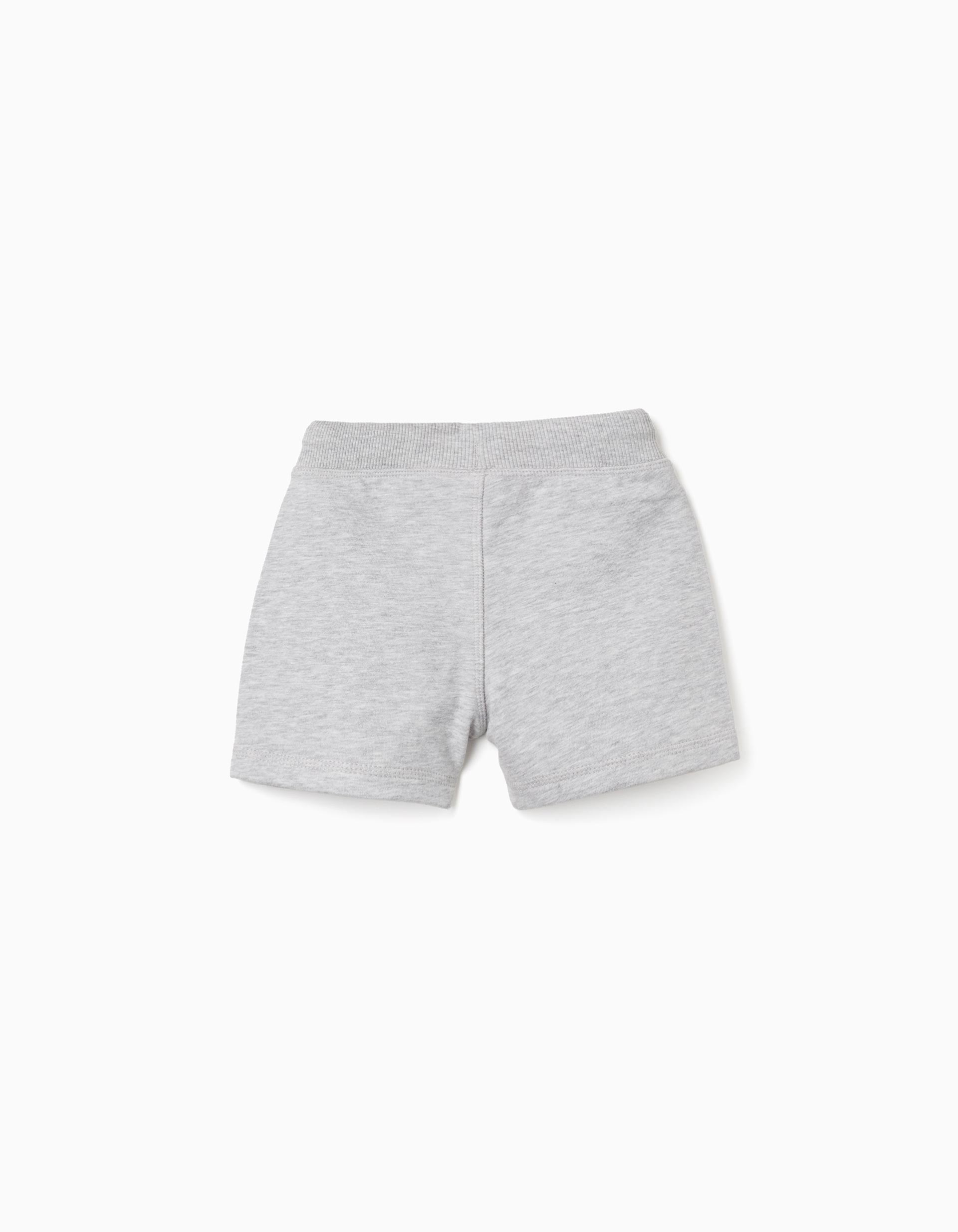 Pantalón corto de felpa con cordón para bebé niño, gris claro