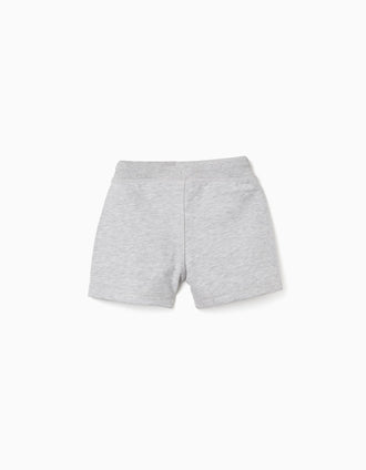 Fleece shorts with drawstring for baby boys, light grey