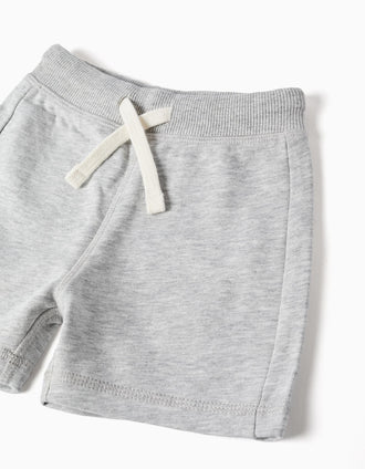 Fleece shorts with drawstring for baby boys, light grey