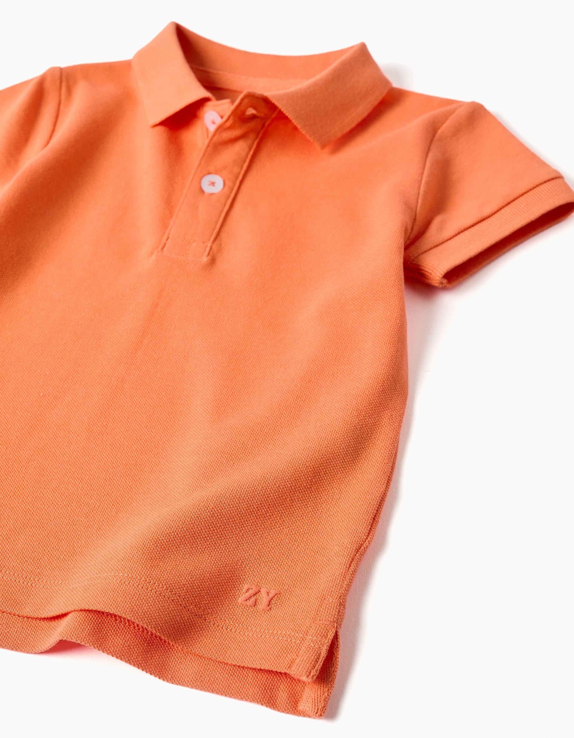 Polo de manga corta de piqué de algodón para bebé niño, naranja