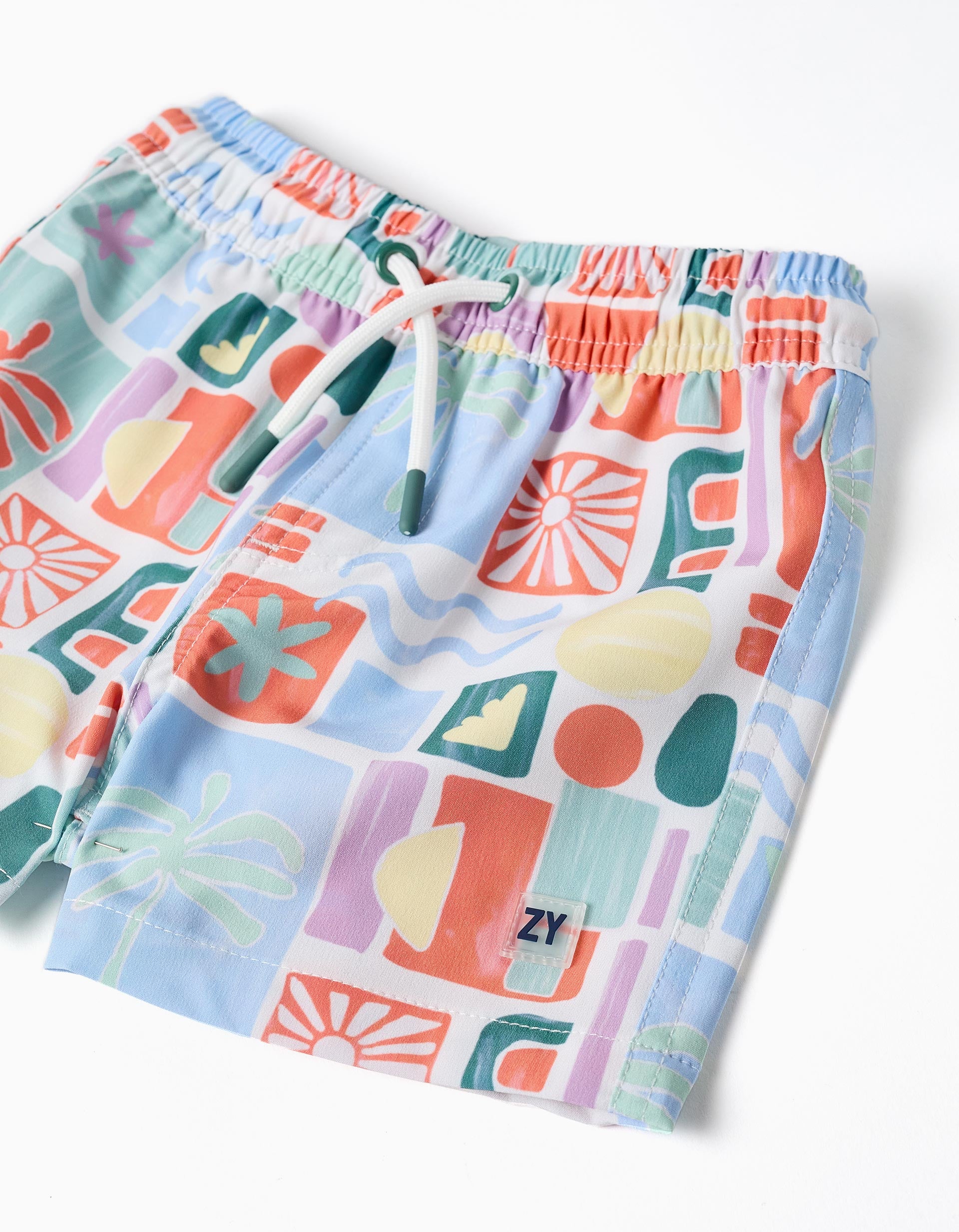 Short de bain à imprimé coloré et cordon pour bébé garçon, multicolore