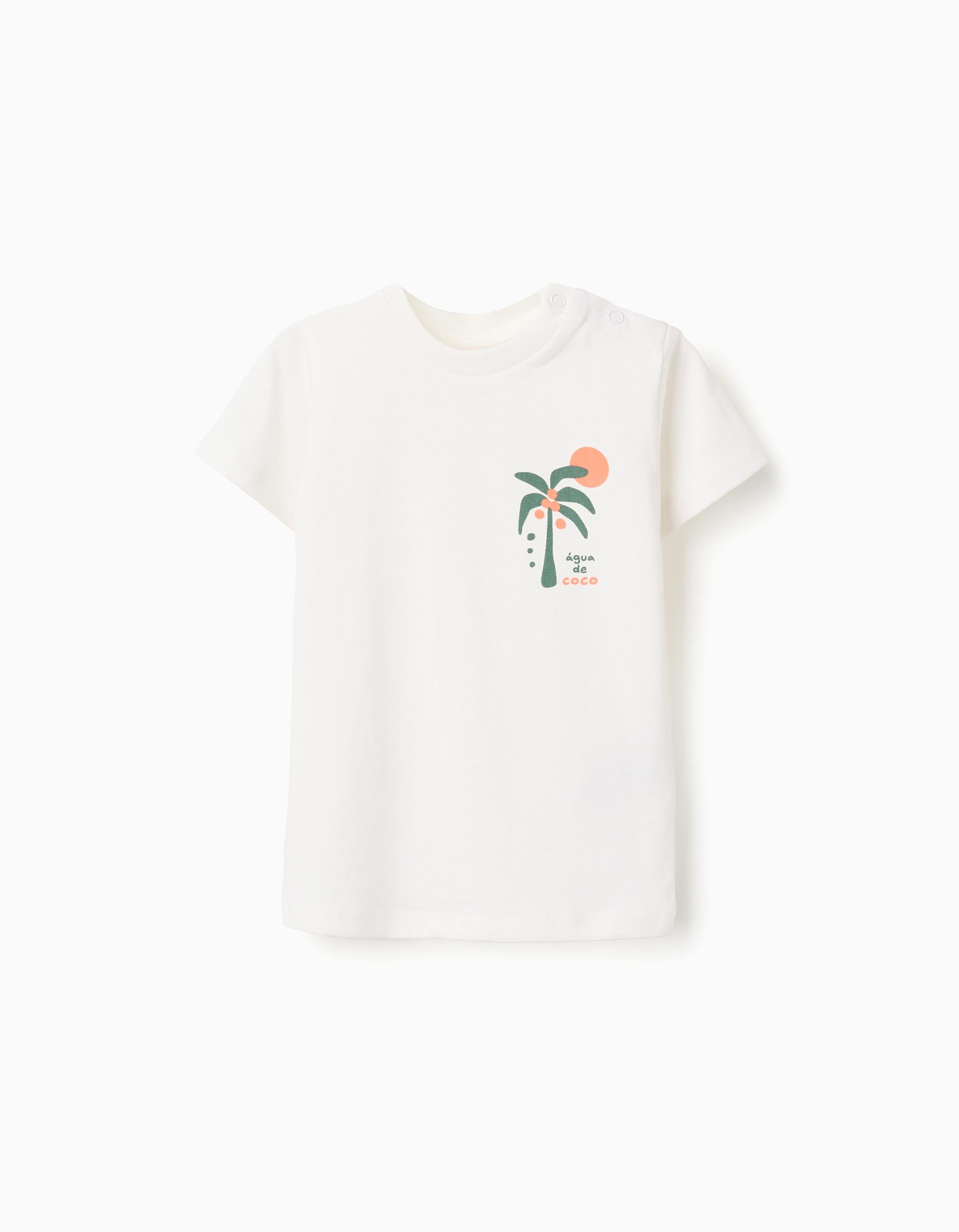 2 camisetas con estampados de playa para bebé niño, blanco/naranja