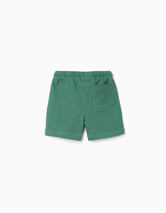 Pack of 2 cotton shorts with drawstring for baby boys, green/light grey