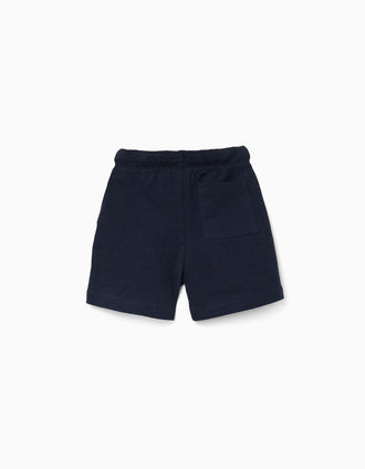 Pack of 2 cotton shorts with drawstring for baby boys, orange/dark blue