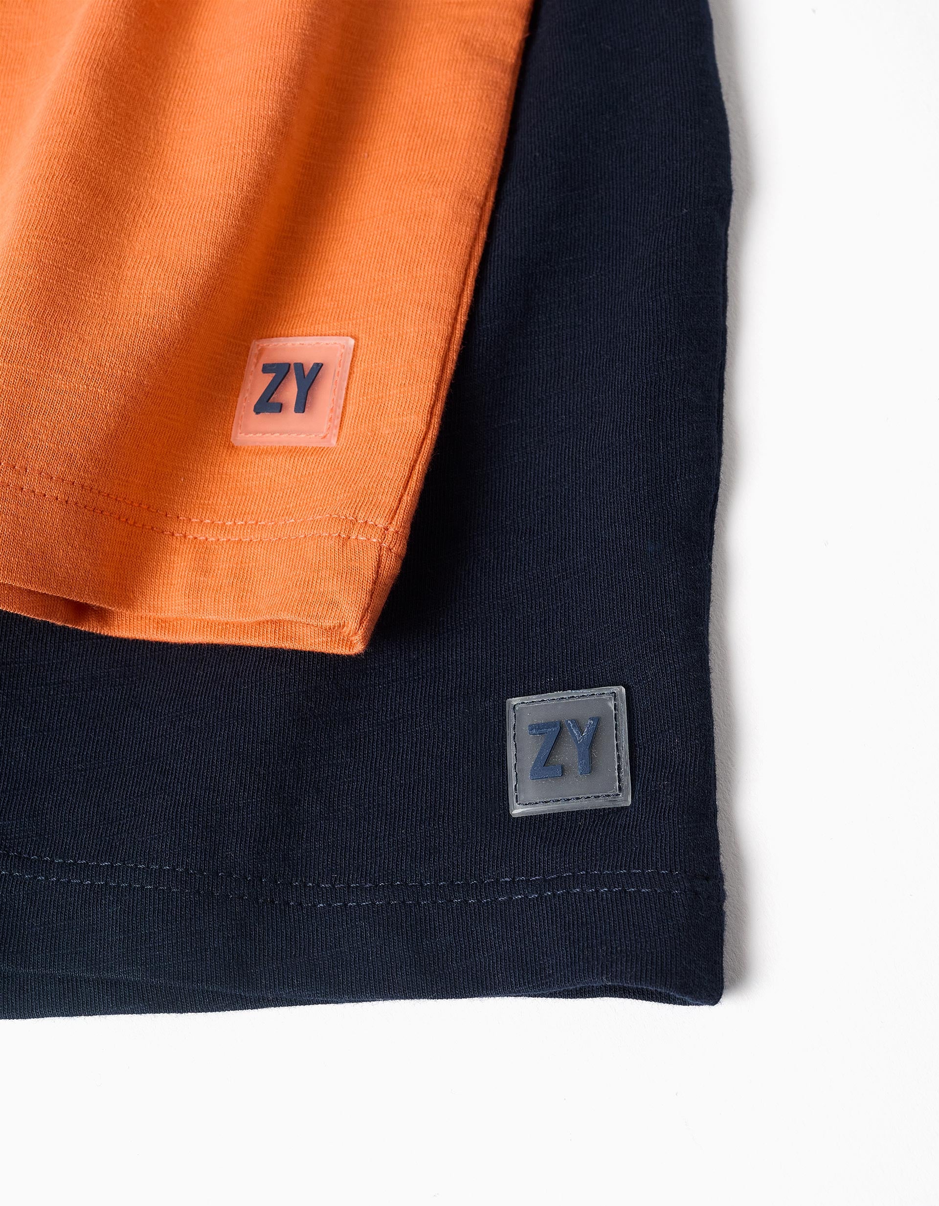 2 pantalones cortos de algodón con cordón para bebé niño, naranja/azul