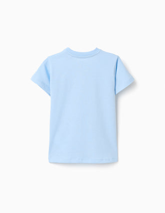 Pack of 2 cotton T-shirts with summery prints for baby boys, blue/yellow