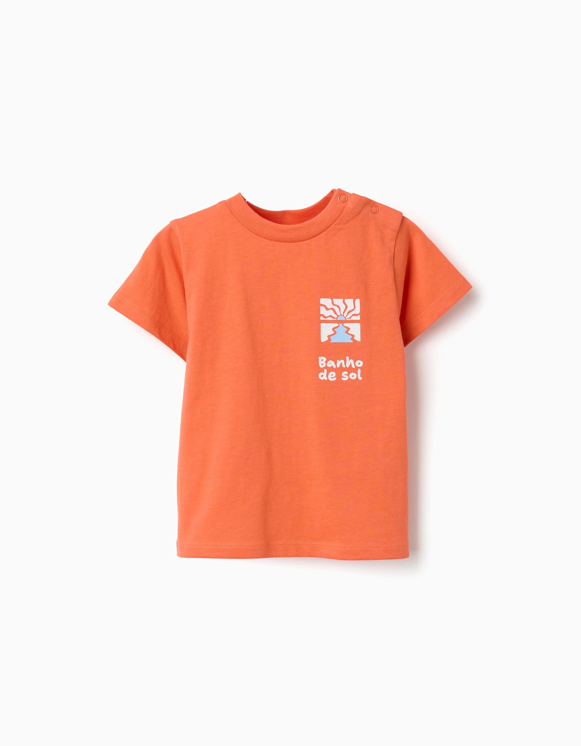 Camiseta de algodón con estampado Banho de Sol para bebé niño, naranja