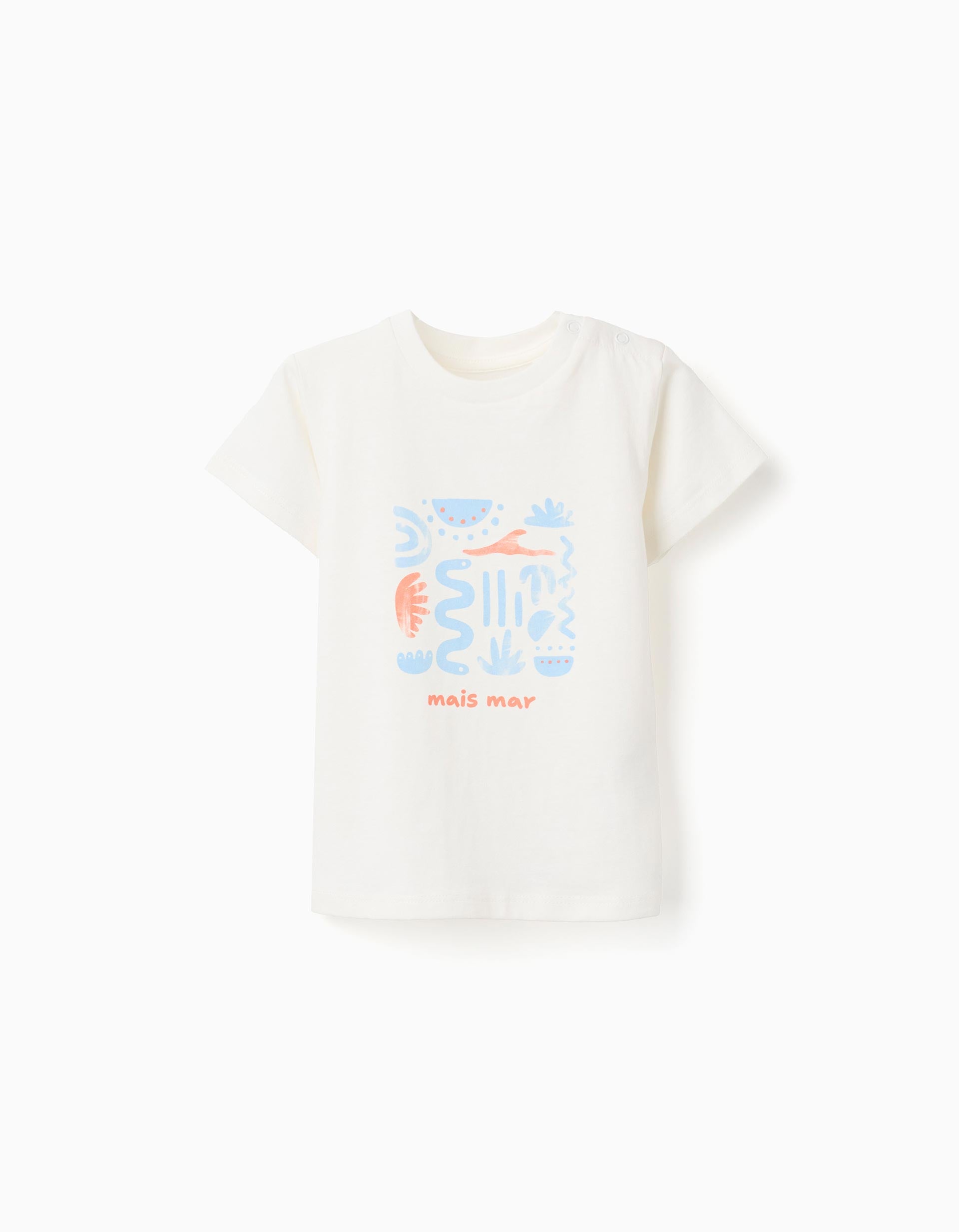 Camiseta de algodón con estampado Mais Mar para bebé niño, blanco