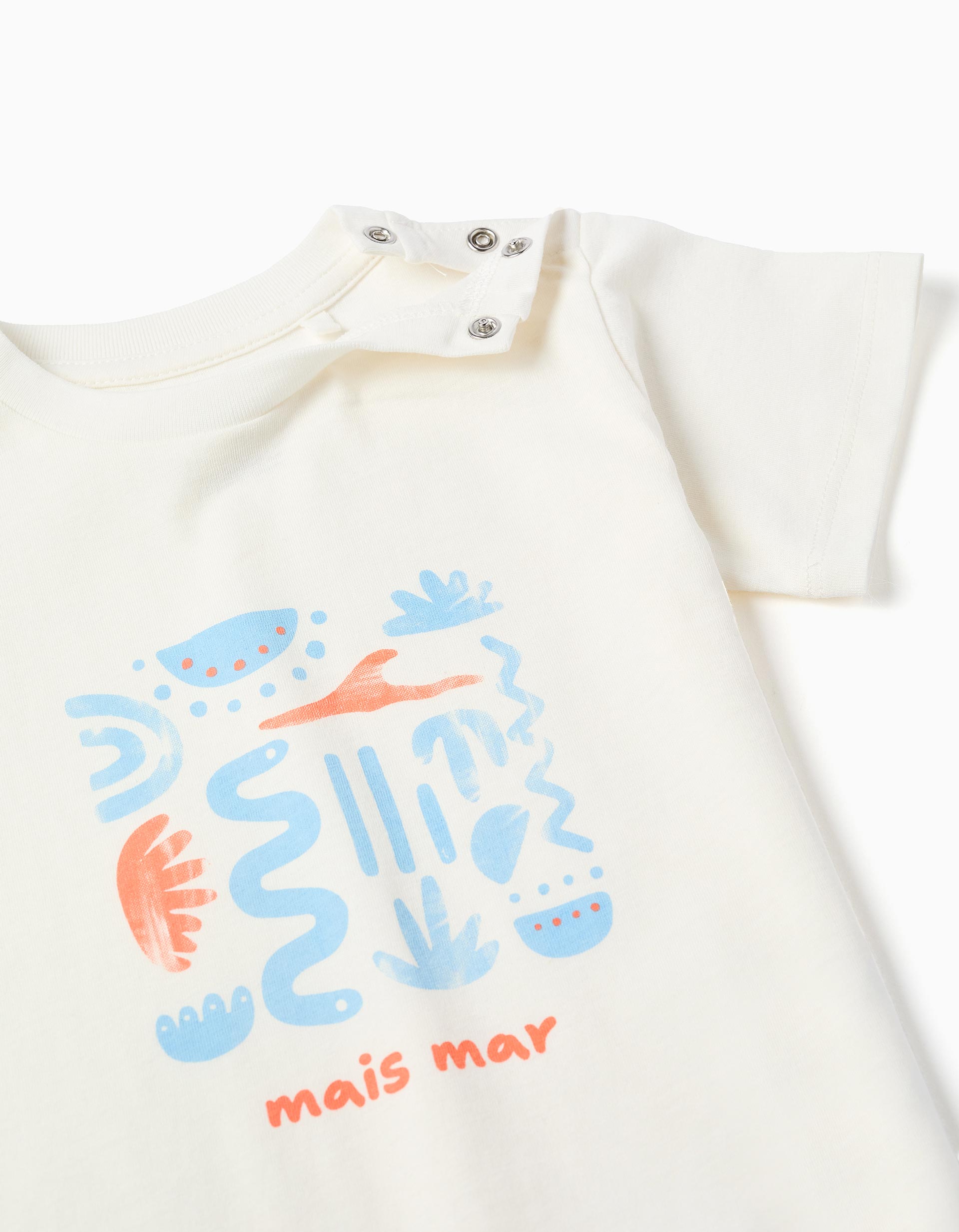 Camiseta de algodón con estampado Mais Mar para bebé niño, blanco