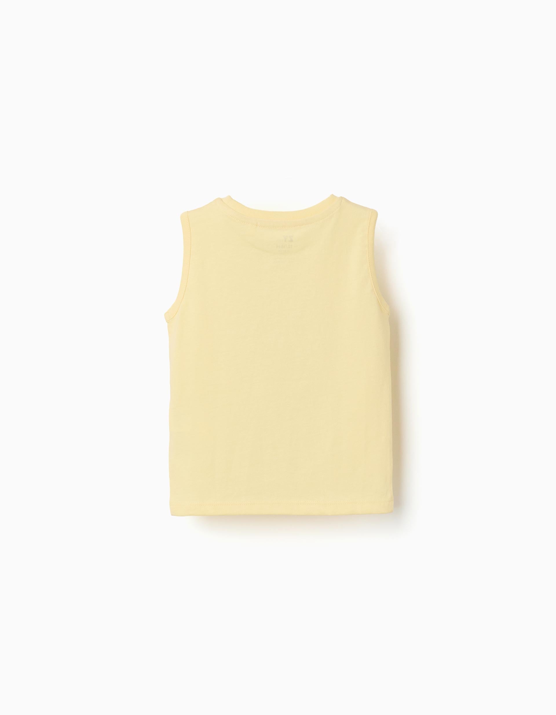 2 camisetas sin mangas con estampados para bebé niño, amarillo/blanco