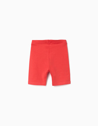 Pack of 2 plain and printed short leggings for baby girls, red