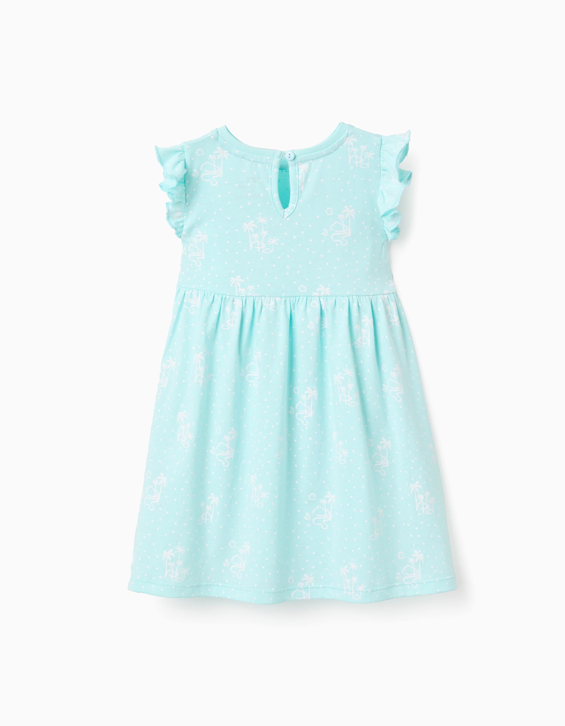 2 vestidos de manga corta lisos/estampados para bebé niña, azul claro