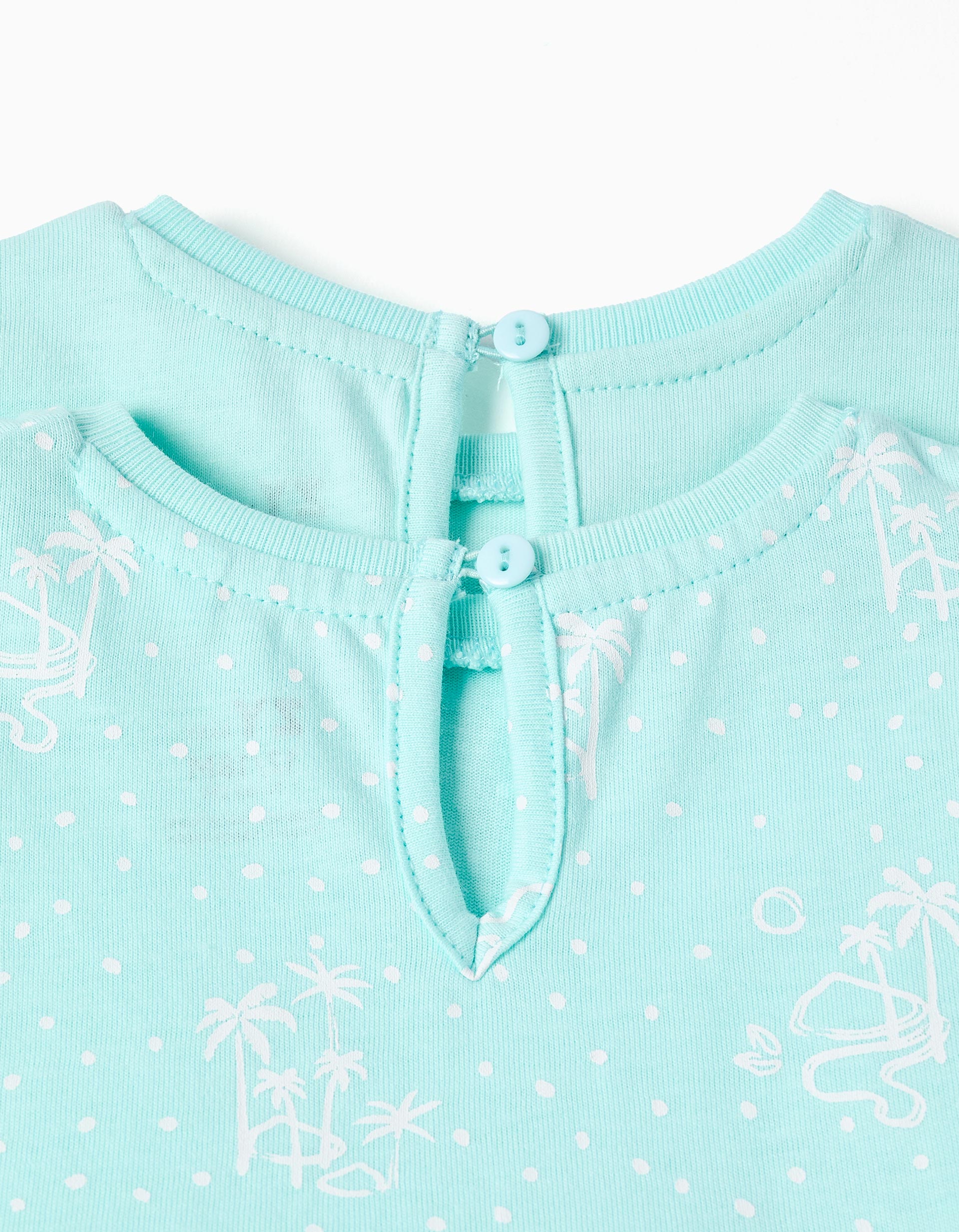 2 vestidos de manga corta lisos/estampados para bebé niña, azul claro