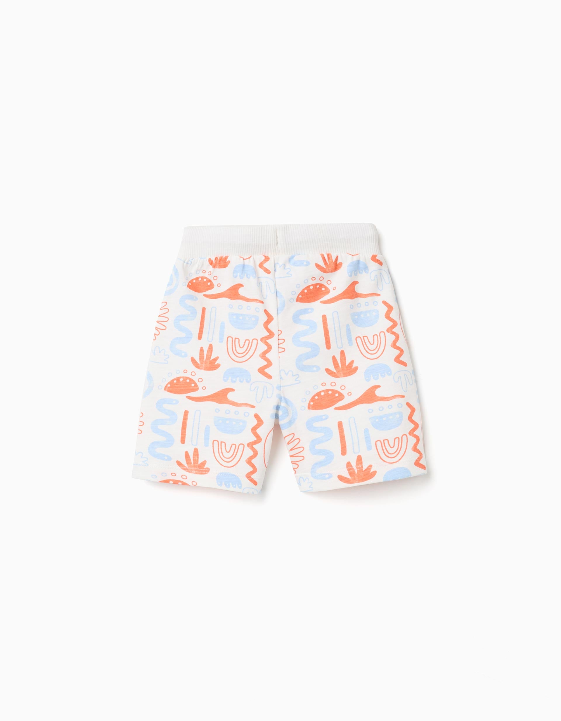 Pantalón corto de algodón con estampado para bebé niño, blanco/naranja/azul