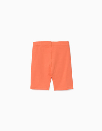 Pack of 2 plain and printed short leggings for girls, orange